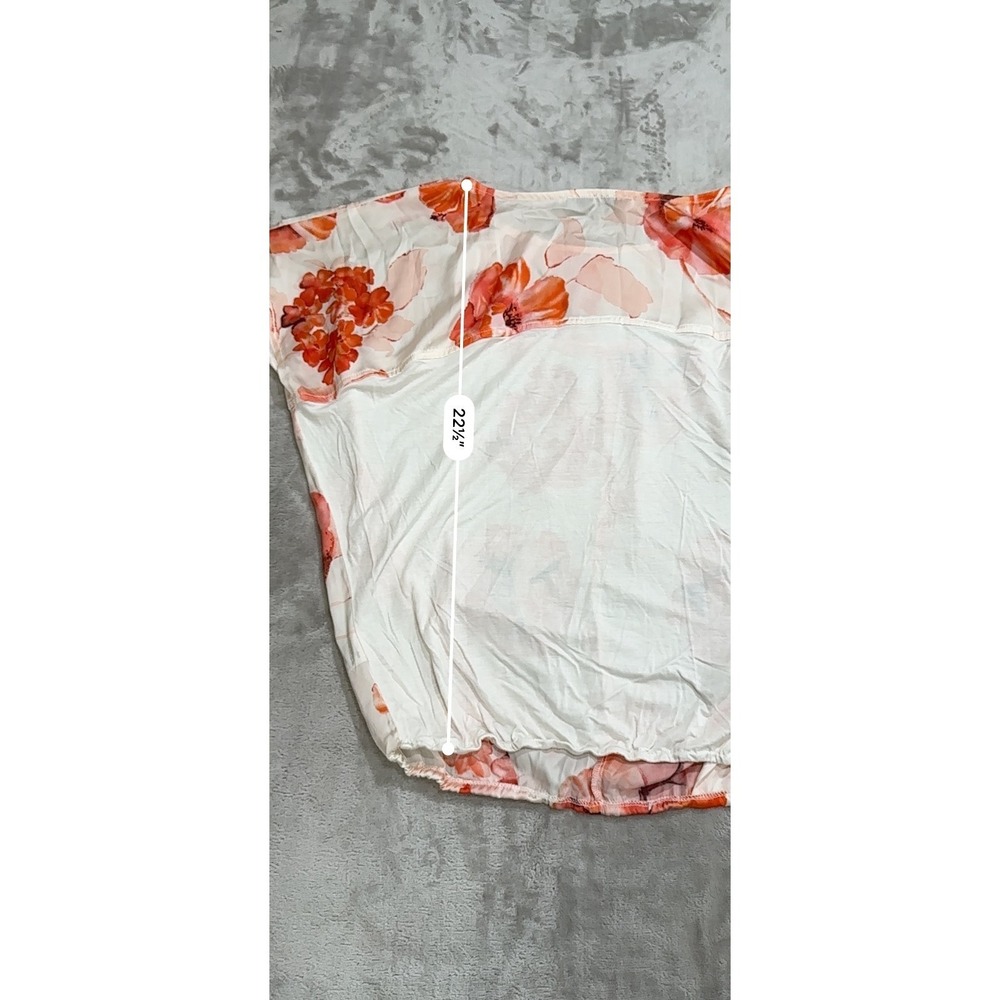 Coercion Blouse Women's Size Small White Orange Floral Pattern Short Sleeve EUC - Picture 5 of 6